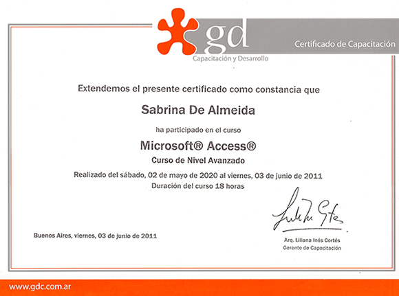 Certificado de capacitación